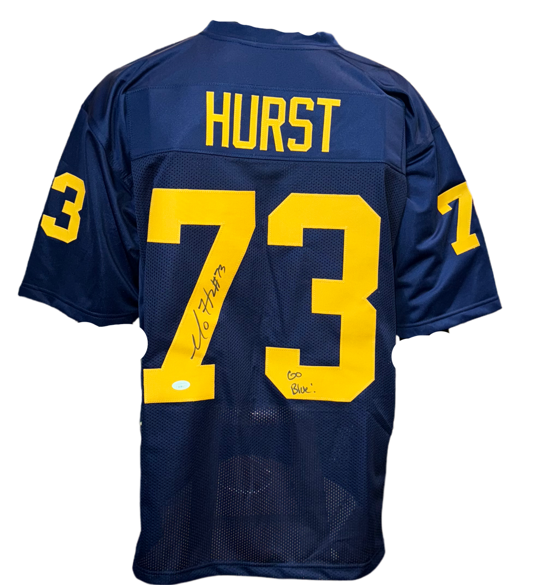 Michigan Wolverines Maurice Hurst Hand Signed Autographed Custom Blue Jersey with JSA COA