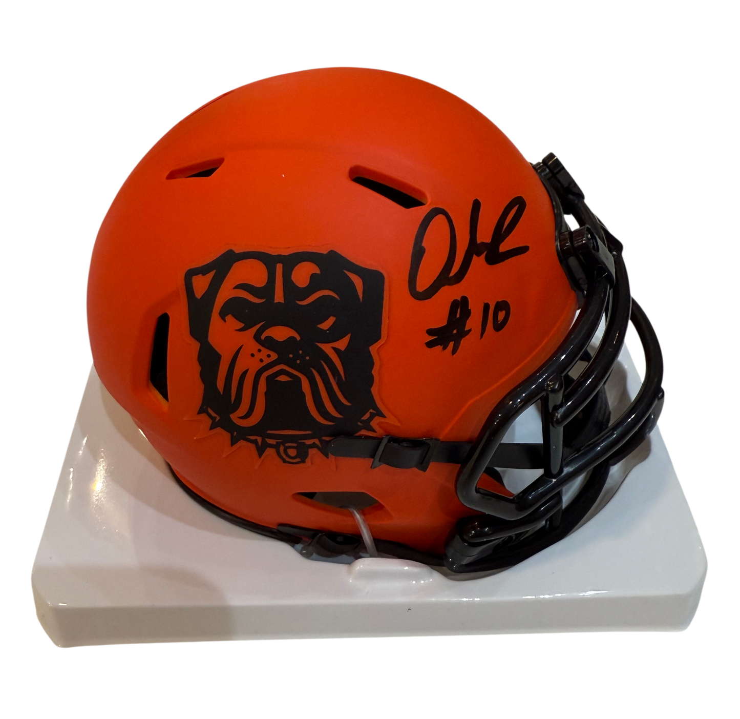 Quinshon Judkins Signed Autographed Cleveland Browns Rave Mini Helmet Swau COA