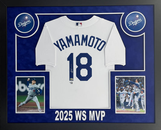 Yoshinobu Yamamoto Signed Autographed Dodgers Jersey Custom Framed Fanatics MLB COA