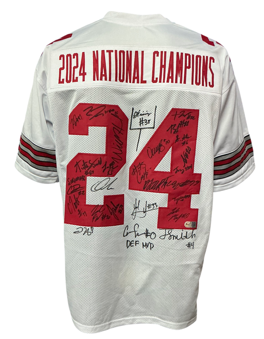 The Ohio State Buckeyes Team Hand Signed Autographed National Championship Custom Jersey 30 Signatures Swau COA