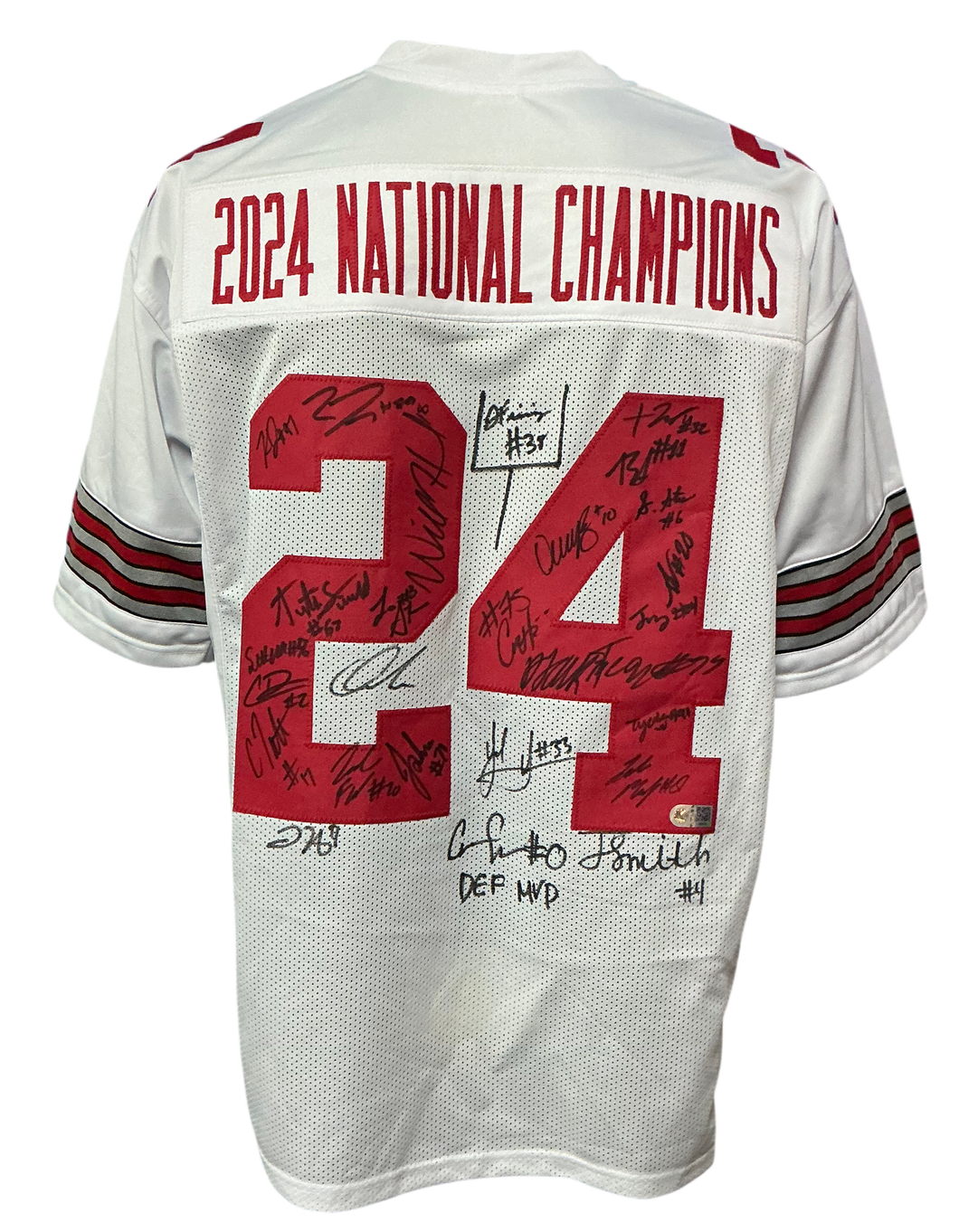 The Ohio State Buckeyes Team Hand Signed Autographed National Championship Custom Jersey 30 Signatures Swau COA