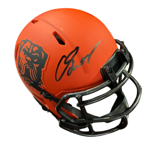 Carson Schwesinger Signed Autographed Cleveland Browns Rave Orange Mini Helmet Signed in Black includes COA
