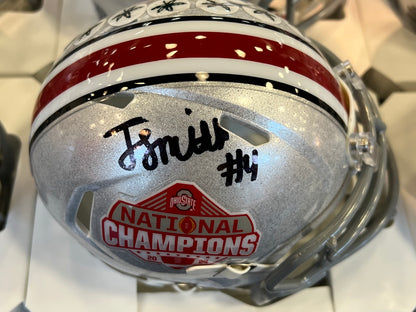 The Ohio State University Buckeyes Jeremiah Smith Hand Signed Autographed 2024 National Champions Mini Helmet Signed in Black includes COA