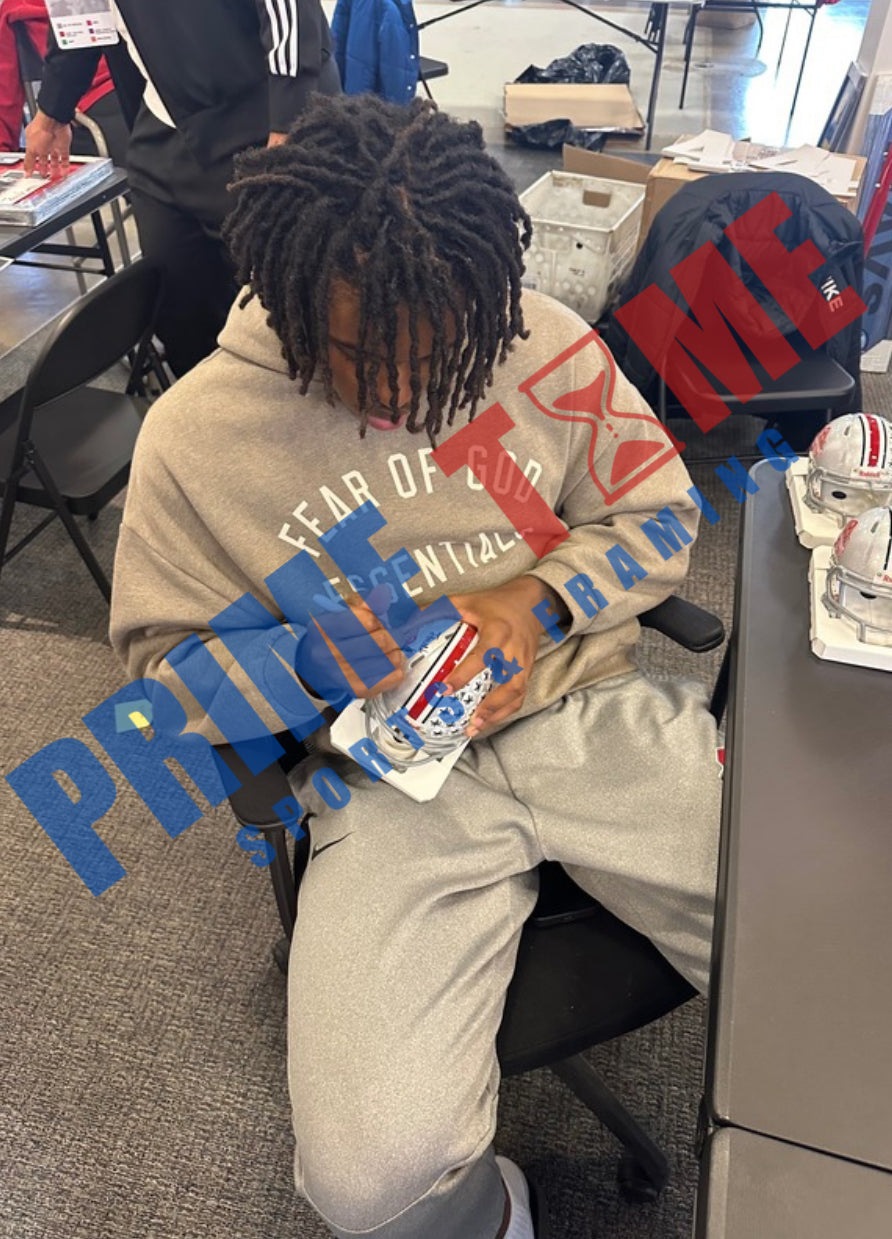 The Ohio State University Buckeyes Jeremiah Smith Hand Signed Autographed 2024 National Champions Mini Helmet Signed in Black includes COA