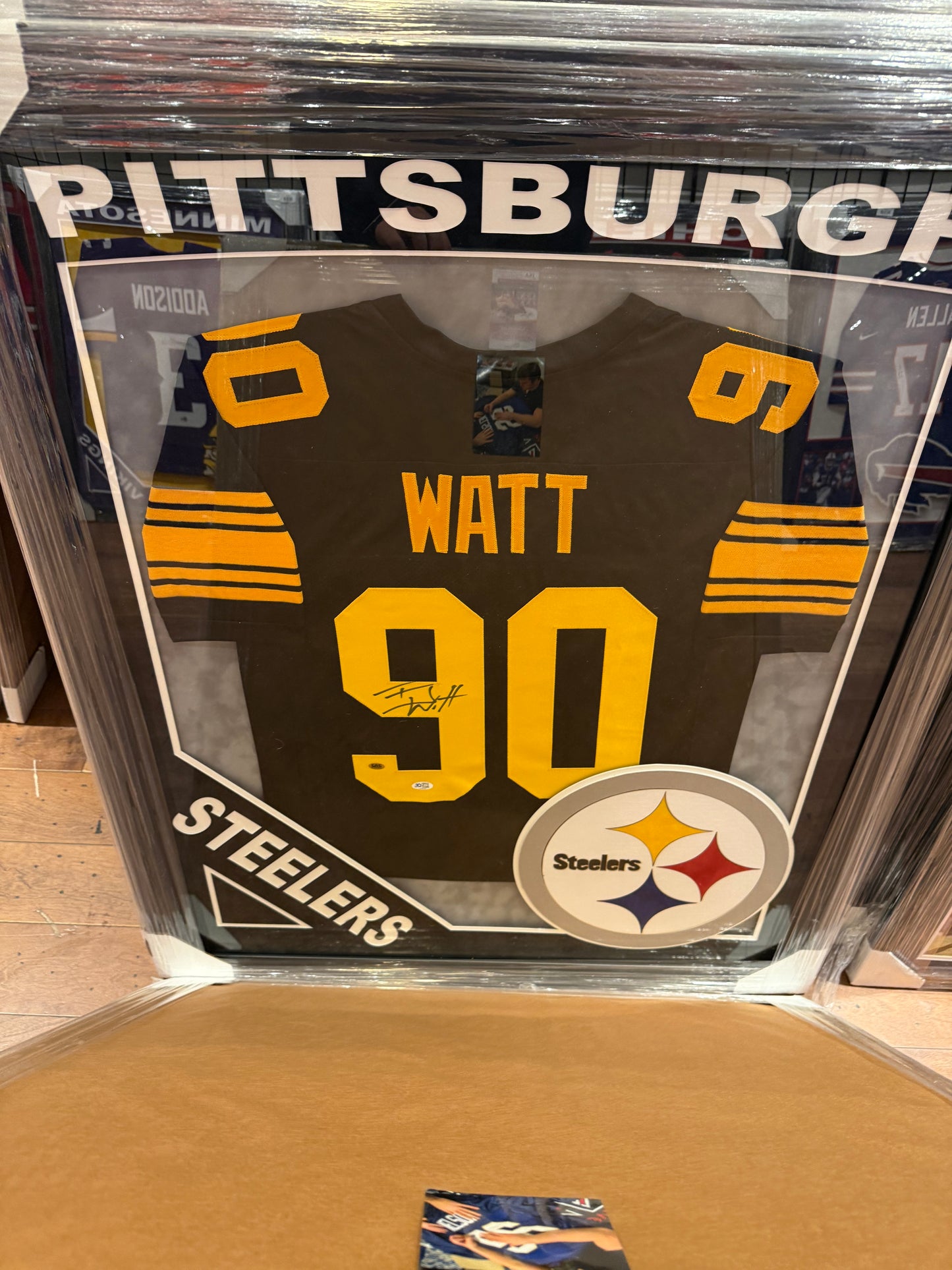 Pittsburgh Steelers TJ Watt Signed Autographed Jersey Custom Framed COA