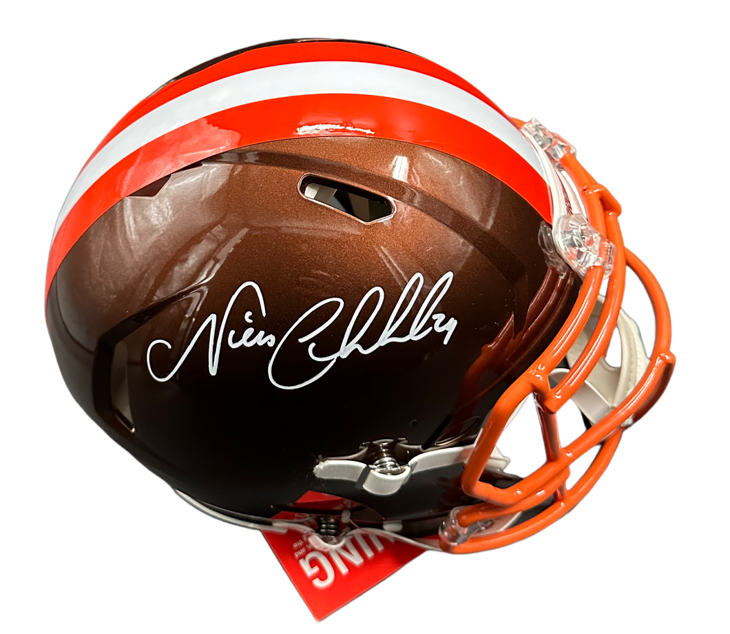 Cleveland Browns Nick Chubb Hand Signed Autographed Full Size FLASH Helmet with JSA COA