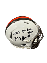 Load image into Gallery viewer, Cleveland Browns Dawand Jones Hand Signed Autographed 2023 White Alternate Mini Helmet with “All Rookie Team” Inscription JSA COA