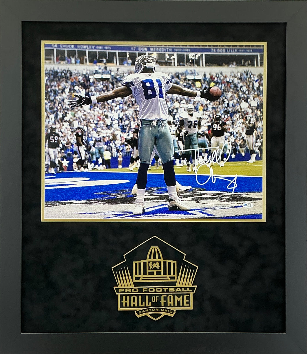 Terrell Owens - EXCLUSIVE PRO FOOTBALL HALL OF FAME PHOTO FRAMING 3D LOGO WITH DOUBLE SUEDE