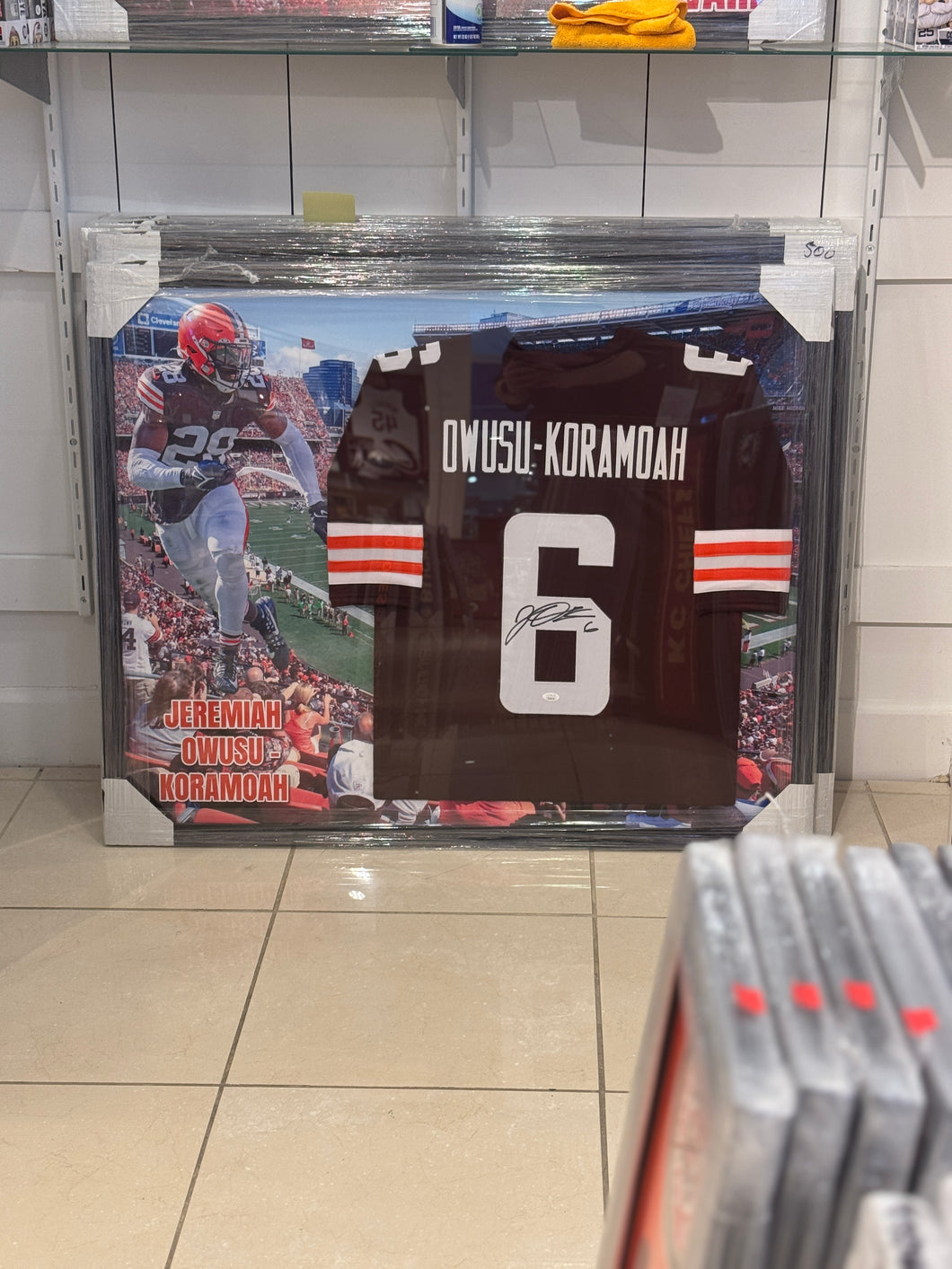 Cleveland Browns Jeremiah Owusu-Koramoah Hand Signed Autographed Jersey Custom Framed JSA COA