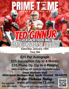 Ted Ginn Jr. 1/18/25 at Great Northern Mall Pre-Sale ticket for PHOTO OP to have your photo taken (up to 4 people at once) with the player