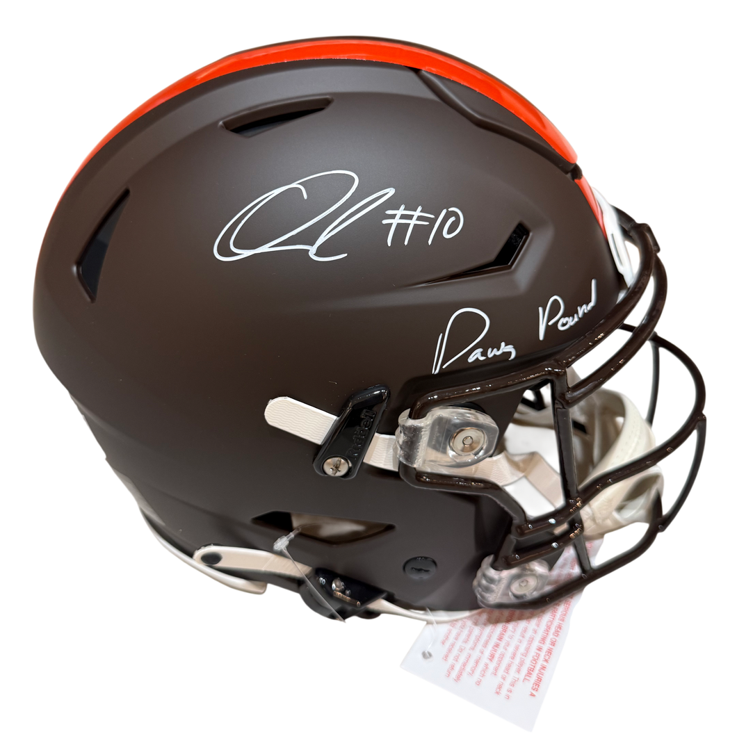 Quinshon Judkins Signed Autographed Cleveland Browns Alpha Dawg Speed Flex Helmet With “Dawg Pound” Inscription Swau COA