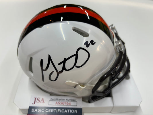 Cleveland Browns Grant Delpit Hand Signed Autographed White Mini Helmet JSA COA