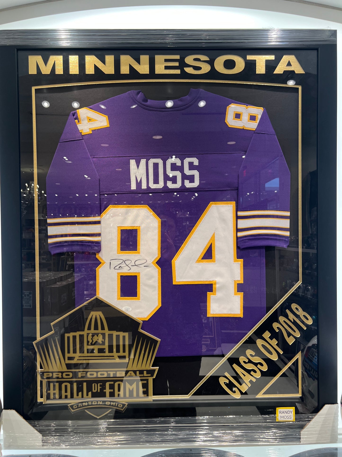 Randy Moss Pro Football Hall Of Fame EXCLUSIVE CUSTOM FRAMED JERSEY JSA COA
