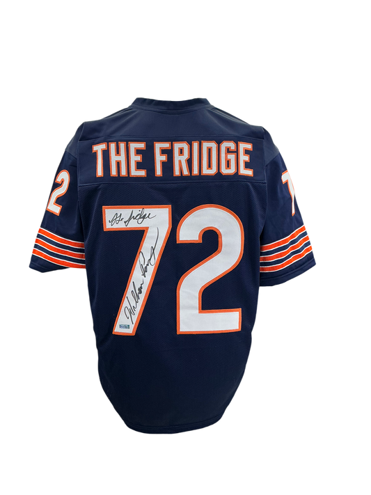 William “The Fridge” Perry Signed Autographed Chicago Bears Custom Navy Jersey With “The Fridge” Inscription Prime Time Witnessed Coa