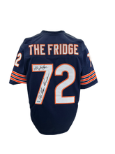 Load image into Gallery viewer, William “The Fridge” Perry Signed Autographed Chicago Bears Custom Navy Jersey With “The Fridge” Inscription Prime Time Witnessed Coa