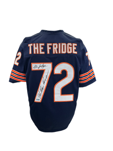 William “The Fridge” Perry Signed Autographed Chicago Bears Custom Navy Jersey With “The Fridge” Inscription Prime Time Witnessed Coa
