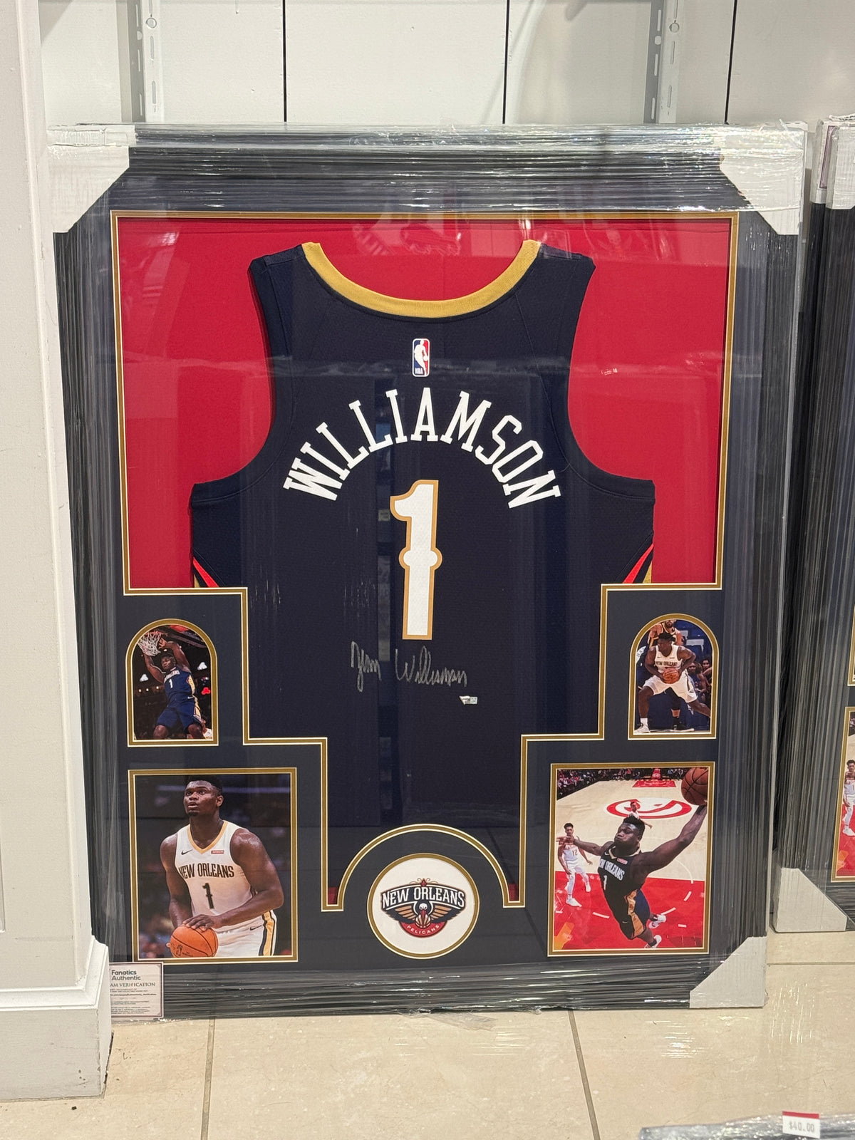 New Orleans Pelicans Zion Williamson Hand Signed Autographed Authentic Jersey Custom Framed Fanatics COA