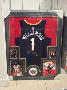 New Orleans Pelicans Zion Williamson Hand Signed Autographed Authentic Jersey Custom Framed Fanatics COA