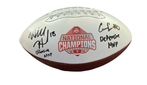 Will Howard, Cody Simon Ohio State Buckeyes Dual Signed National Champs MVP Logo Football PROVA Swau COA