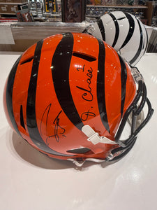 Cincinnati Bengals Joe Burrow Jamar Chase Signed Autographed Full Size Helmet BAS COA Fanatics COA