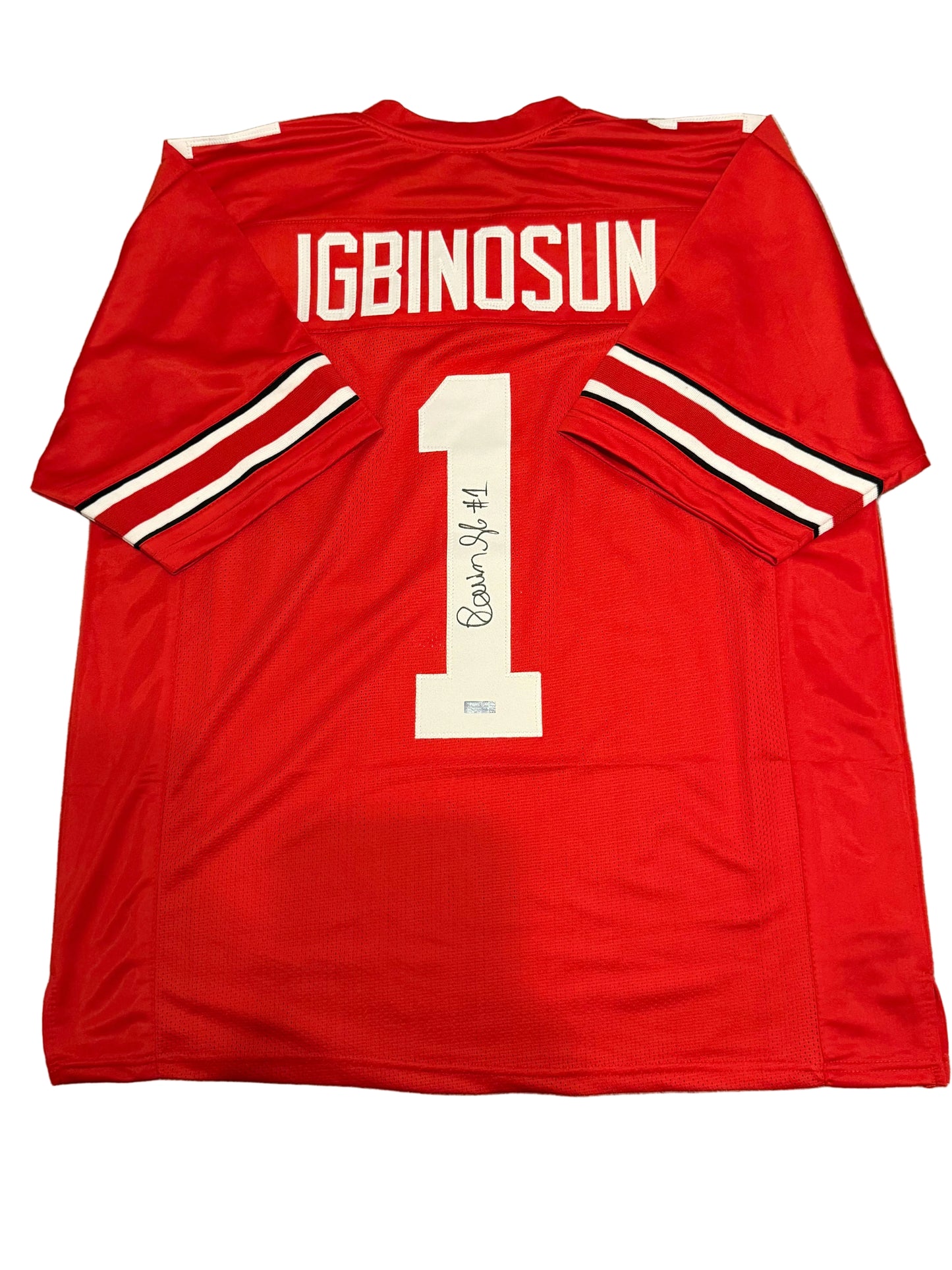 Davison Igbinosun Signed Autographed Ohio State Buckeyes Red Custom Jersey Primetime Witness COA