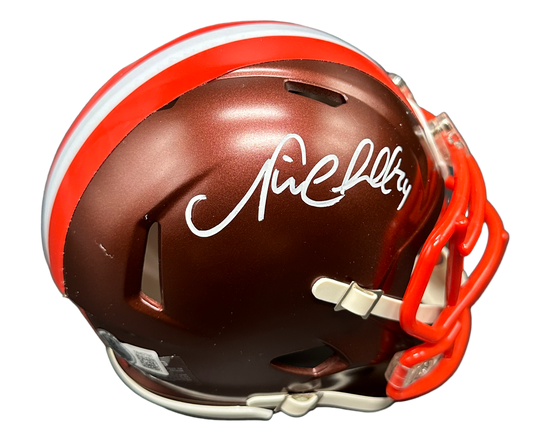 Cleveland Browns Nick Chubb Hand Signed Autographed Flash Mini Helmet with Beckett COA