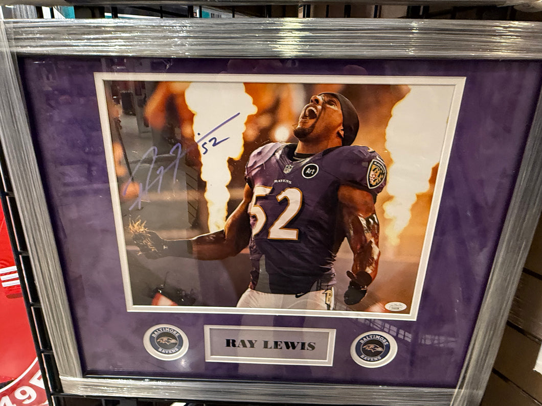 Baltimore Ravens Ray Lewis Hand Signed Autographed 8x10 Photo Framed with Suede Matting Includes JSA COA