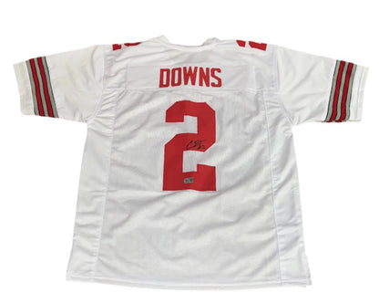 Ohio State Buckeyes Caleb Downs Hand Signed Autographed Custom White Jersey Swau COA