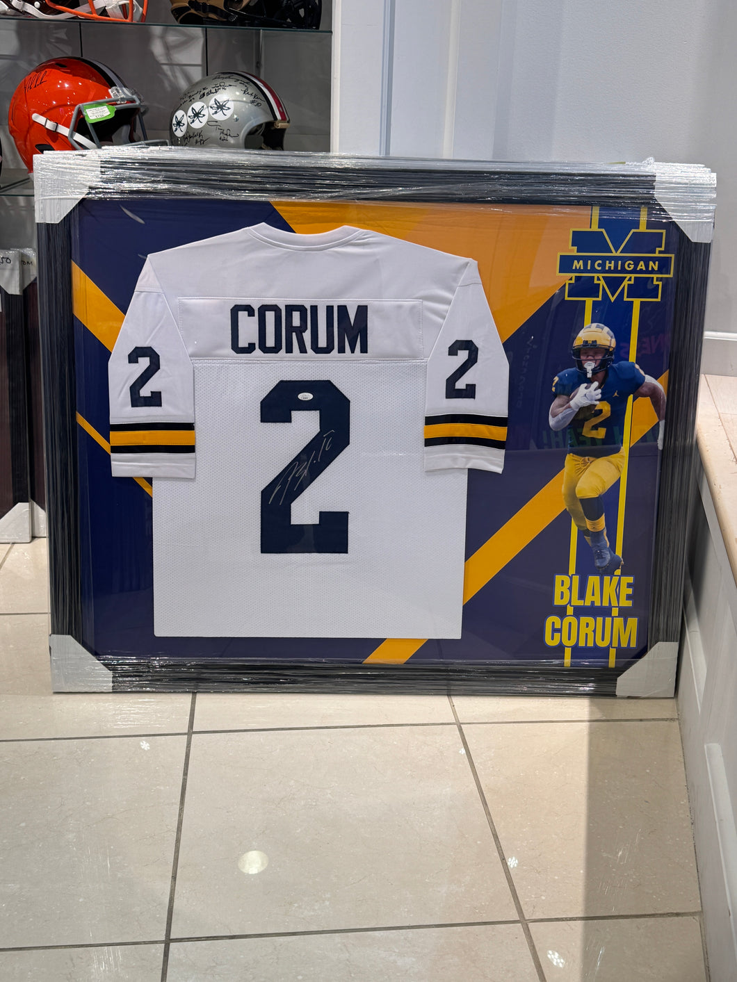 Michigan Wolverines Blake Corum Hand Signed Autographed Jersey Custom Framed JSA