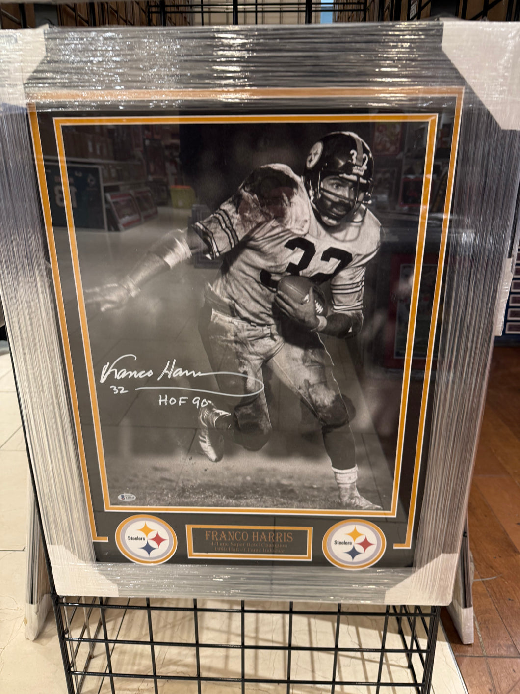 Pittsburgh Steelers Franco Harris Signed Autographed 16x20 Photo Custom Framed BAS COA