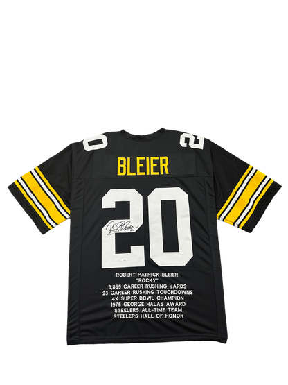 Pittsburgh Steelers Rocky Bleier Hand Signed Autographed Custom Stat Jersey JSA COA