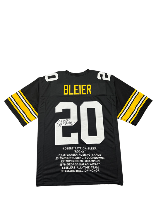 Pittsburgh Steelers Rocky Bleier Hand Signed Autographed Custom Stat Jersey JSA COA