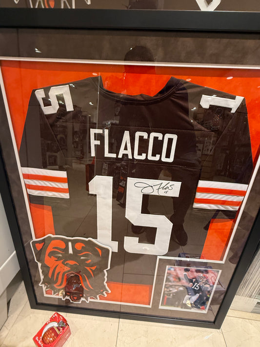 Cleveland Browns Joe Flacco Signed Autographed Jersey Custom Framed JSA COA