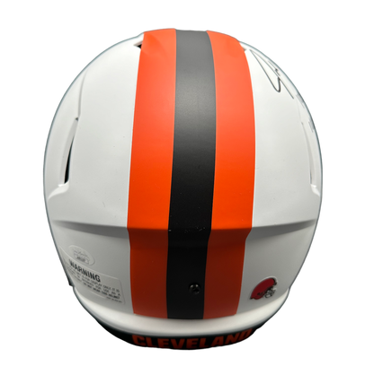 Cleveland Browns Joe Thomas Hand Signed Autographed Full Size Replica Alternate 2023 White Helmet With HOF, Snaps & Pro Bowl Inscription with JSA COA