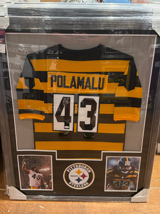 Pittsburgh Steelers Troy Polamalu Signed Autographed Custom Jersey Custom Framed JSA COA