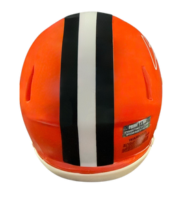 Carson Schwesinger Signed Autographed Cleveland Browns Current Style Orange Mini Helmet Signed in White includes COA