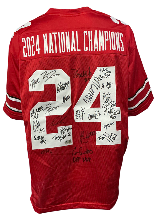 The Ohio State Buckeyes Team Hand Signed Autographed National Championship Custom Jersey 30 Signatures Swau COA