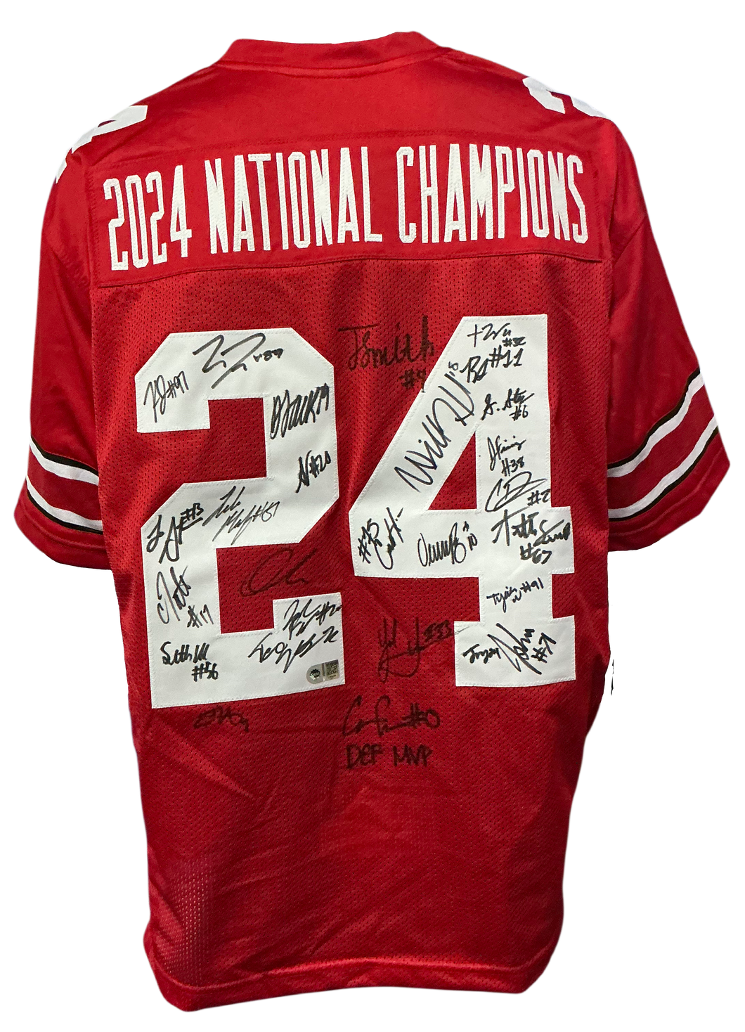 The Ohio State Buckeyes Team Hand Signed Autographed National Championship Custom Jersey 30 Signatures Swau COA