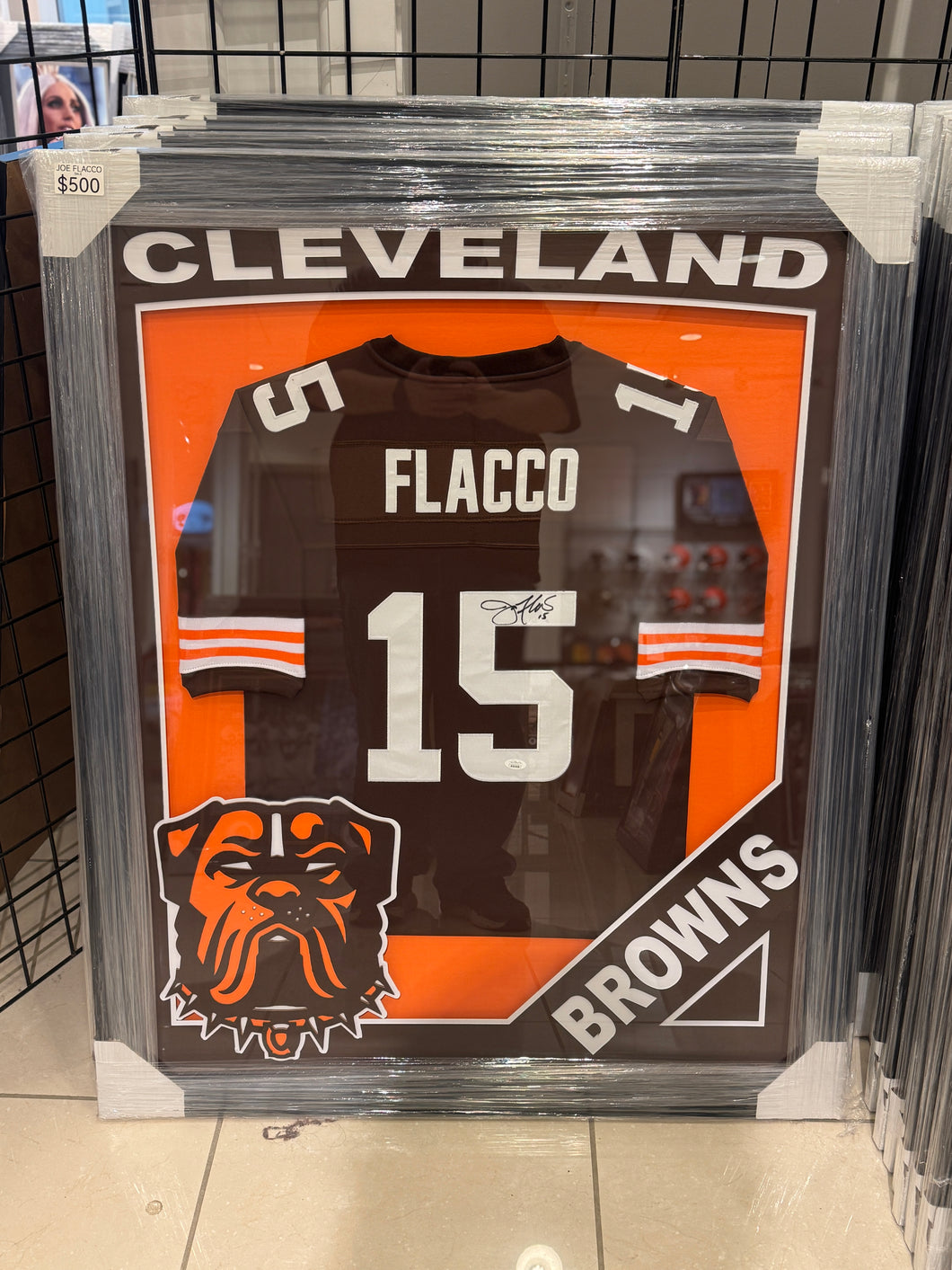 Cleveland Browns Joe Flacco Hand Signed Autographed Jersey Custom Framed JSA COA