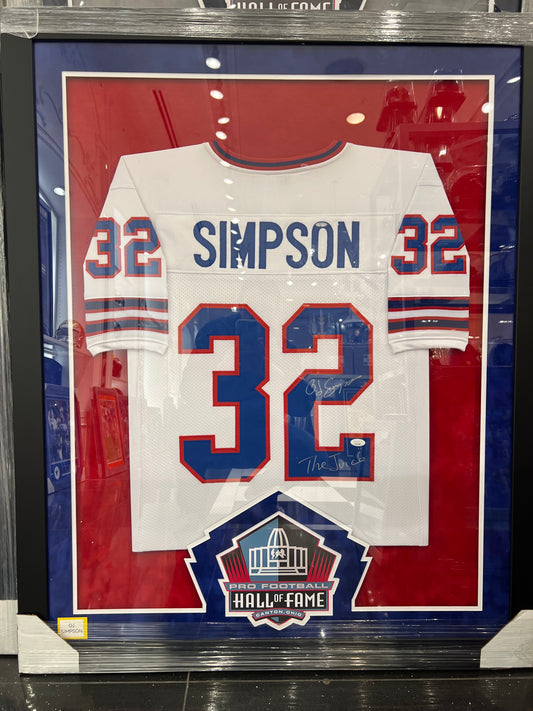 OJ Simpson Pro Football Hall Of Fame EXCLUSIVE CUSTOM FRAMED JERSEY JSA COA
