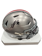 Load image into Gallery viewer, Arvell Reese Signed Autographed Ohio State Buckeyes Silver Mid Size Helmet Prime Time Witness Coa