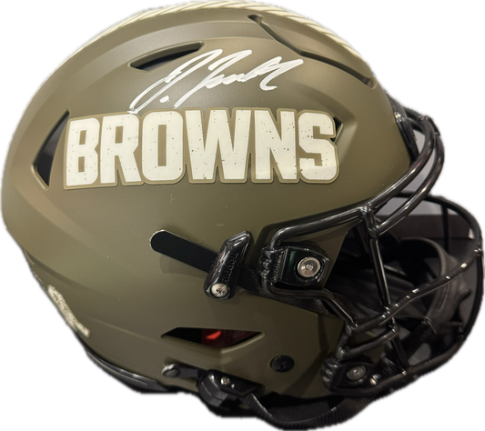 Cleveland Browns Jerry Jeudy Hand Signed Autographed Full Size Speedflex Authentic Salute to Service Helmet with COA
