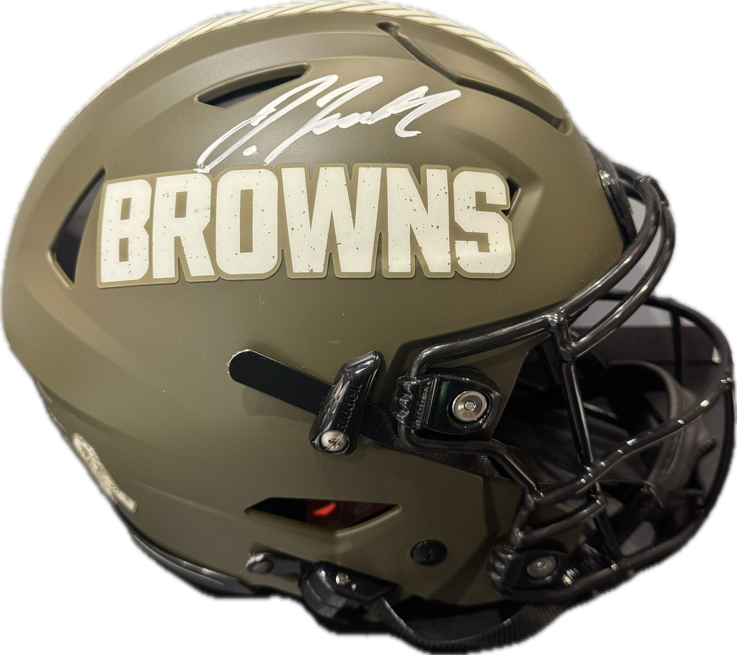 Cleveland Browns Jerry Jeudy Hand Signed Autographed Full Size Speedflex Authentic Salute to Service Helmet with COA