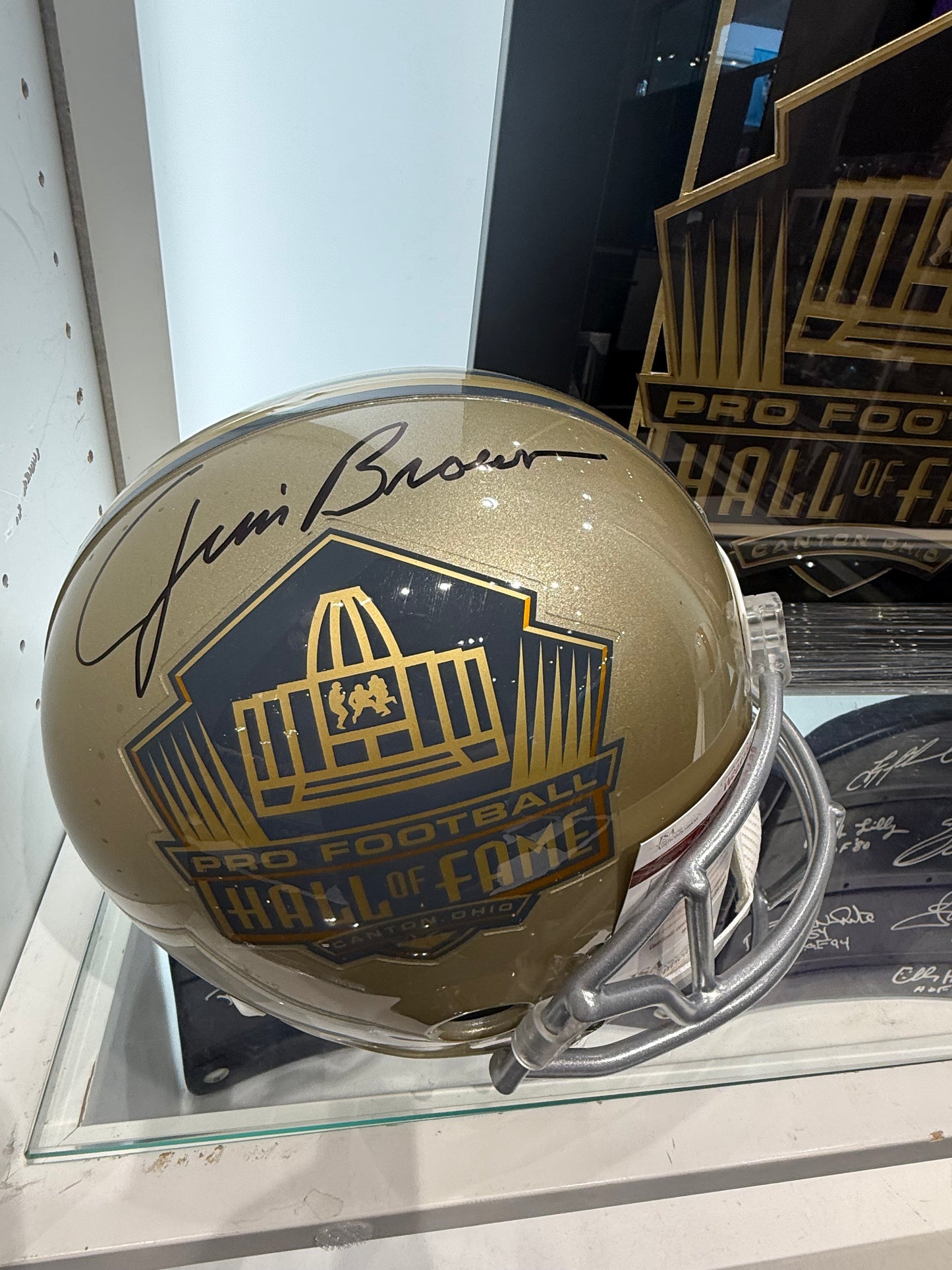 Pro Football Hall of fame Jim Brown Signed Autographed Full Size Helmet COA