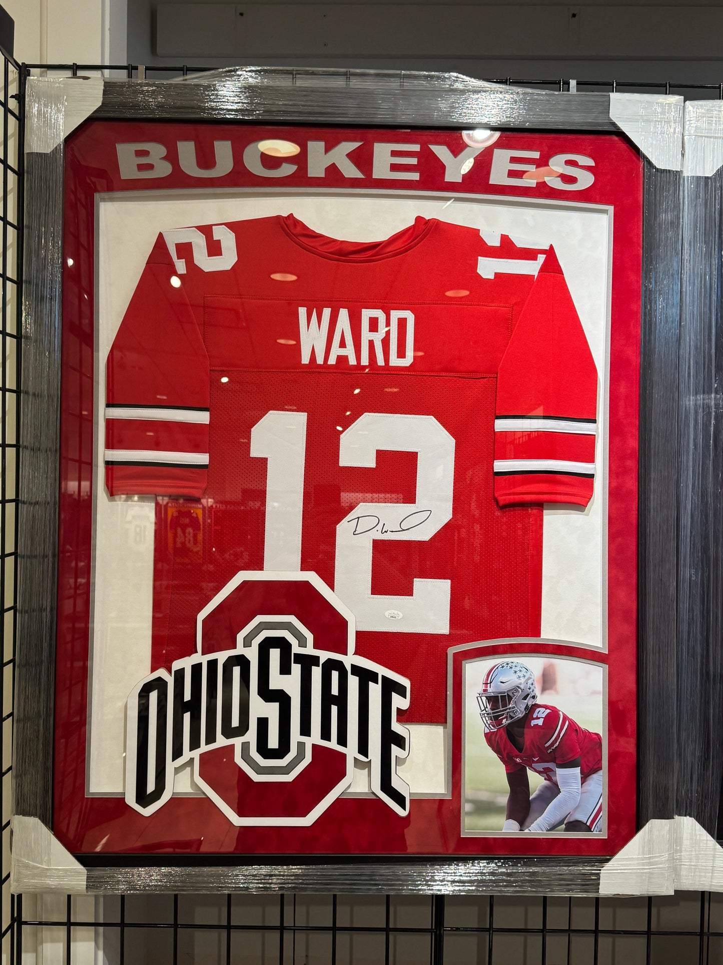 Ohio State Buckeyes Denzel Ward Hand Signed Autographed Jersey Custom Framed JSA COA