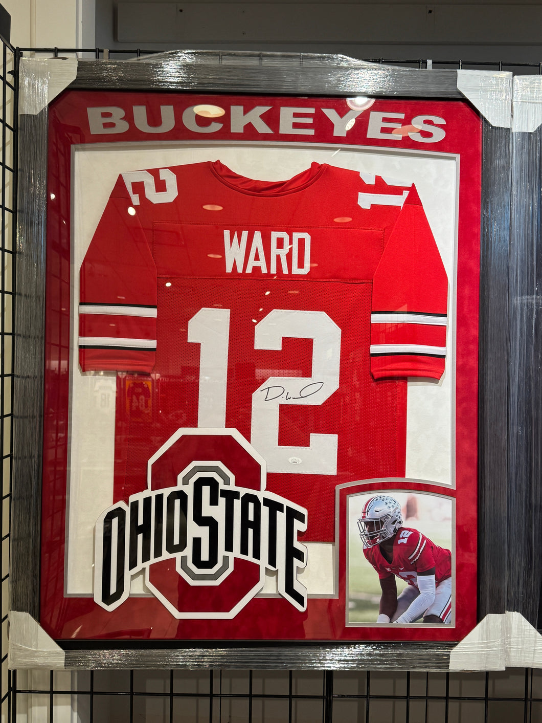 Ohio State Buckeyes Denzel Ward Hand Signed Autographed Jersey Custom Framed JSA COA