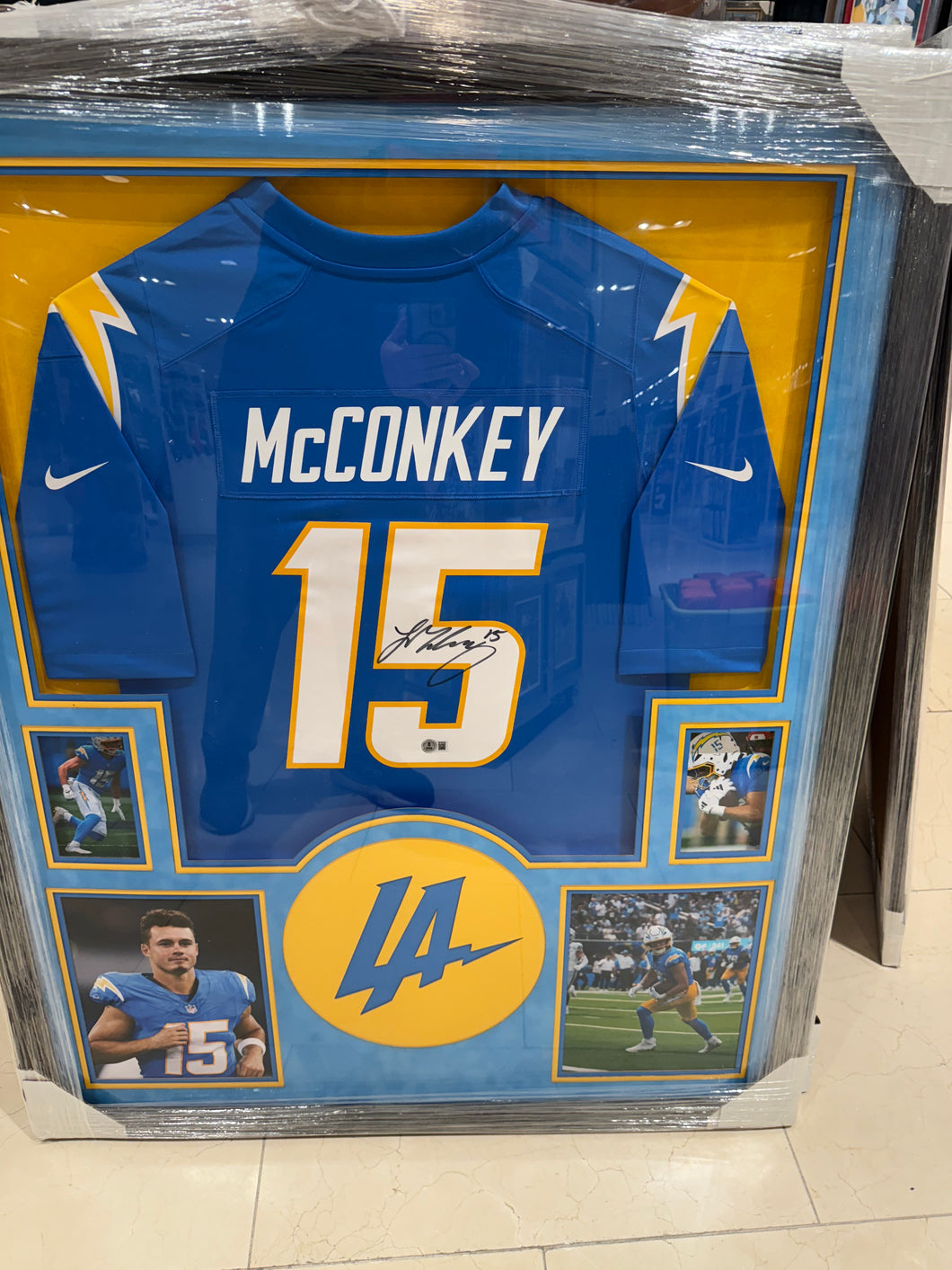 Los Angeles Chargers Ladd McConkey Signed Autographed Authentic Jersey Custom Framed COA