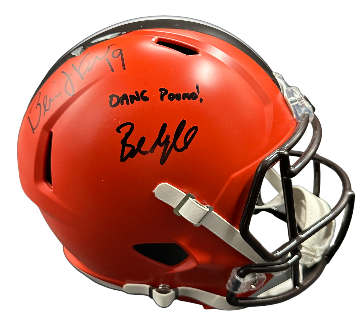 Cleveland Browns Bernie Kosar / Baker Mayfield Hand Signed Autographed Full Size Helmet “Dawg Pound” Inscription with JSA COA