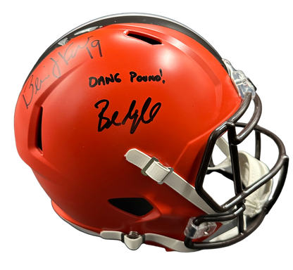 Cleveland Browns Bernie Kosar / Baker Mayfield Hand Signed Autographed Full Size Helmet “Dawg Pound” Inscription with JSA COA