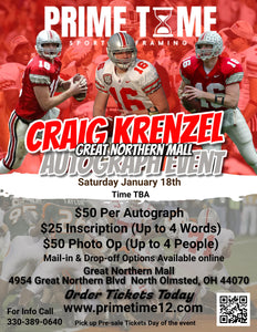 Craig Krenzel 1/18/25 at Great Northern Mall Pre-Sale ticket for PHOTO OP to have your photo taken (up to 4 people at once) with the player